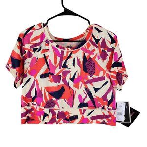 Womens J. Dow Fitness Multicolor Active Crop Top Shirt Short Sleeve Size XXL